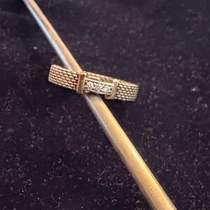 Elegant Tiffany and Co sterling silver mesh ring with diamonds size 8